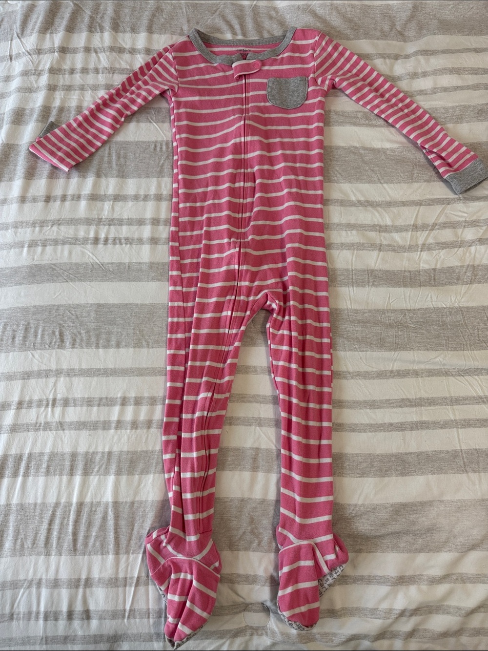 Carter's Pink and White Striped Footed One-Piece